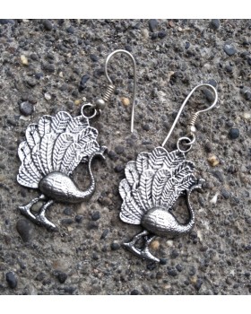 Alphabey's Dancing Peacock Silver Plated Brass Earrings For Women Alphabey's Dancing Peacock Silver Plated Brass Earrings For Women
